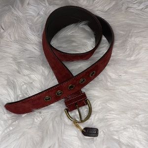 Coach suede leather belt in burgundy color